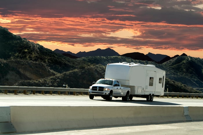 truck towing a camper 